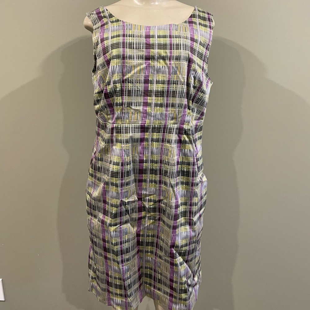 Joe Fresh / large purple and green patterned dress NWT